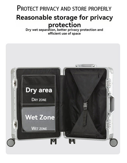 Aluminum magnesium alloy password box, pull rod box, universal wheel travel box, luggage compartment, boarding case