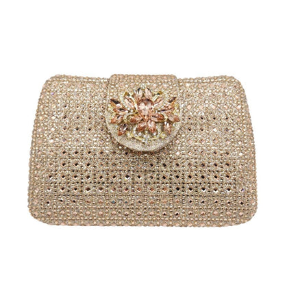 Sparkling Rhinestone Clutch Bag Lady Crystal Evening Purse Luxury Metal Handle Chain Handbag Wedding Party Dinner Diamond Bags