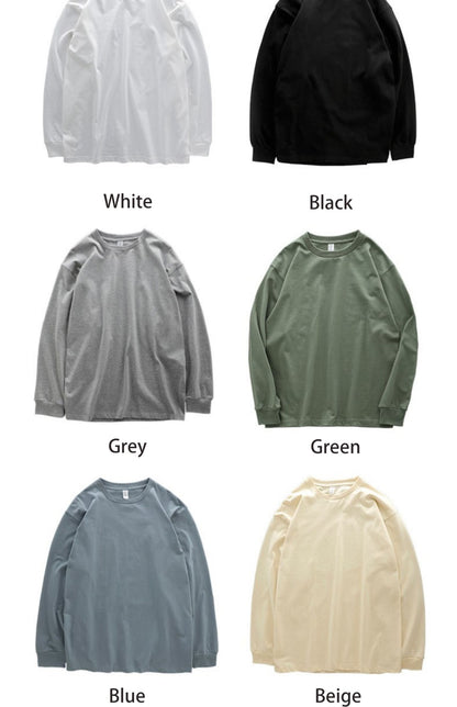 Dukeen 280g Heavyweight Long-Sleeved T-Shirt for Men 100% Cotton Shirts Oversized Solid Color Tops Plain Tees Men's Clothing