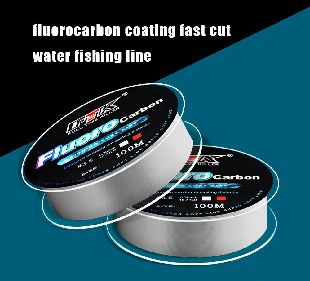 Linha de pesca FTK 100m 4.13-34.32LB Fluorcarbono Linha de Pesca de Iscas de Fibra de Carbono Leader Linha de Pesca com Mosca Linha Super Macia Pesca