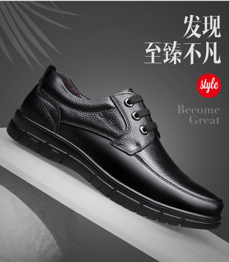 Sapatos Masculinos de Couro Feitos à Mão, Sapatos Sociais Casuais e de Negócios Minimalistas, Modernos, com Cadarço, para Pais de Meia-Idade