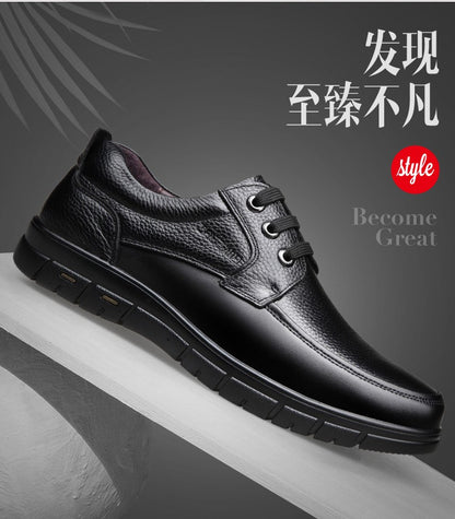 Sapatos Masculinos de Couro Feitos à Mão, Sapatos Sociais Casuais e de Negócios Minimalistas, Modernos, com Cadarço, para Pais de Meia-Idade