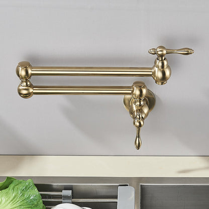 Brushed Gold Rotated Kitchen Sink Faucet Cold Water Tap Brass Basin Sink Swivel Faucets Wall Mounted Faucet