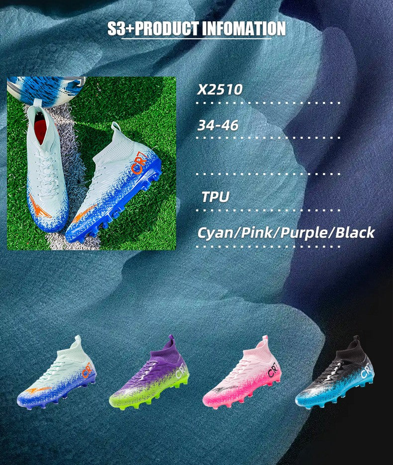 Men's High Tops Lace Up Soccer Cleats, Lightweight Professional Athletic Football Cleats Mens Athletic Shoes for Training Soccer