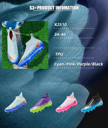 Men's High Tops Lace Up Soccer Cleats, Lightweight Professional Athletic Football Cleats Mens Athletic Shoes for Training Soccer