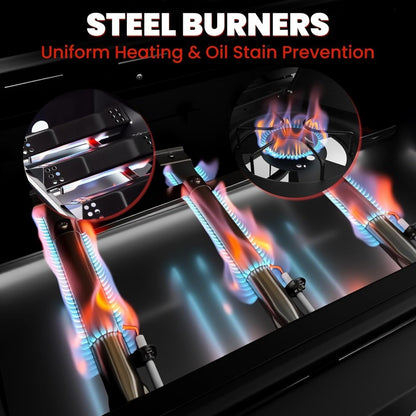 3-Burner w/Side Burner Gas Grill with 241 SQ.IN. Outdoor Grill with 36,000 BTU, Propane Grills with Top Cover Lid