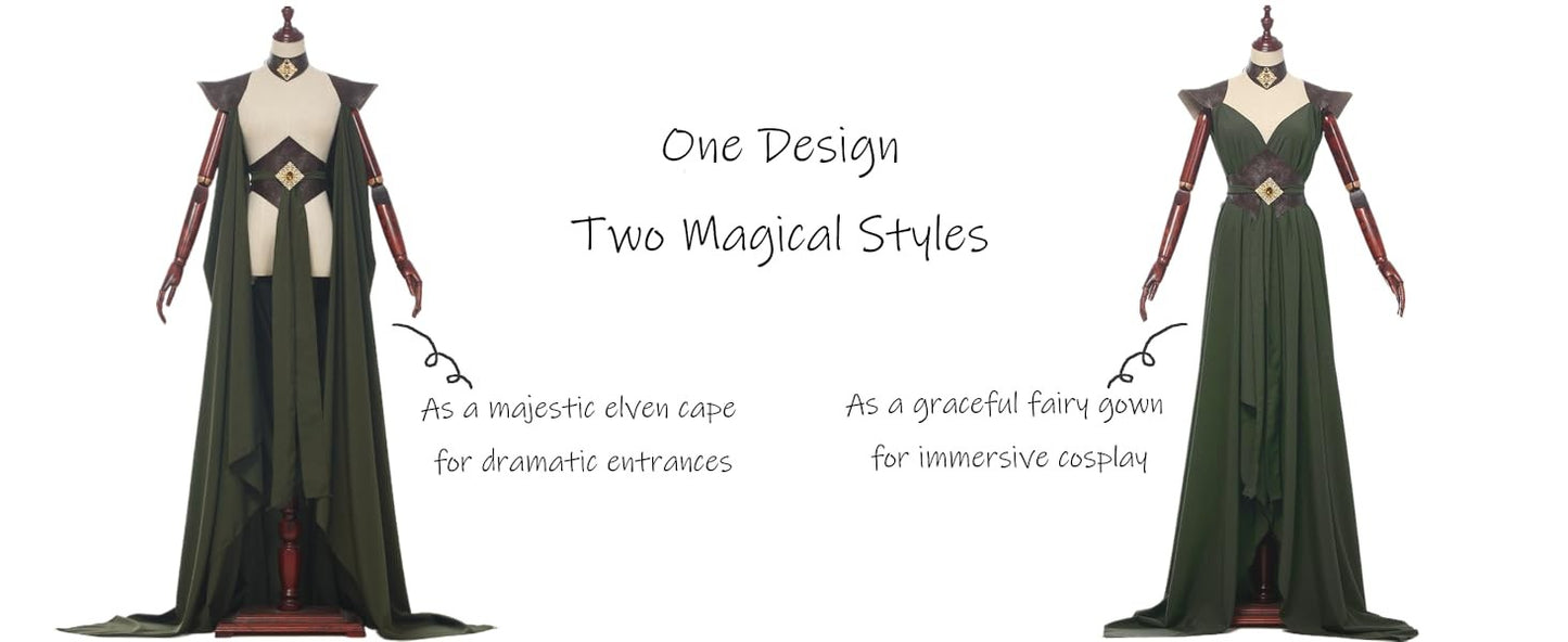Medieval Elven Cloak for Women Full Length Fairy Cape Off Shoulder Capelet Renaissance Cosplay Costume