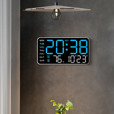 LED Alarm Clocks Brightness Adjustable 12/24H Clock Large Digital Wall Clock Week Date Temperature Display Voice Control Table
