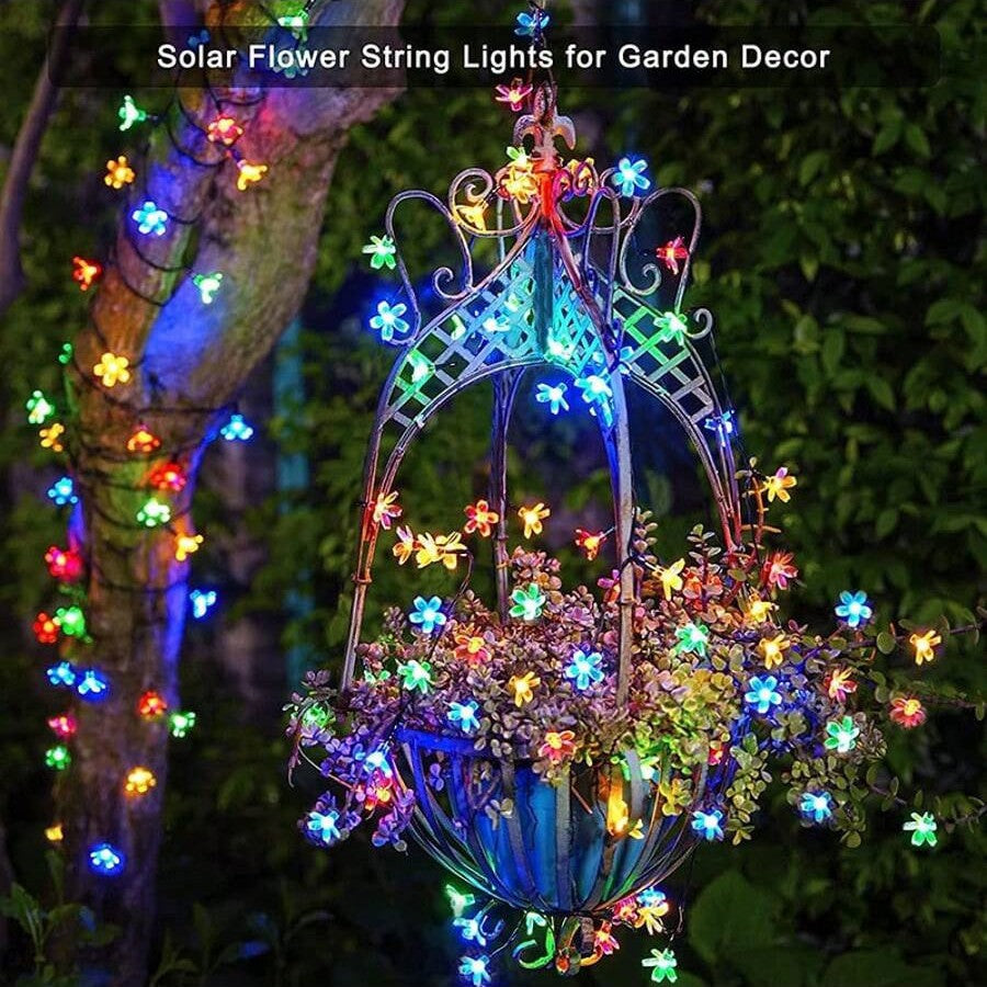 Solar Led String Lights Outdoor Cherry Flowers String Lights With 8 Modes Lighting Camping Garden Christmas Decor Solar Lamp