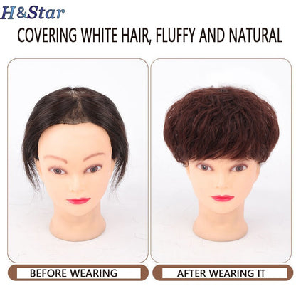 H&STAR Aplique Sintético com Presilha de 8 Polegadas para Mulheres com Cabelos Ralos - Aumenta o Volume do Cabelo, Curto e Cacheado