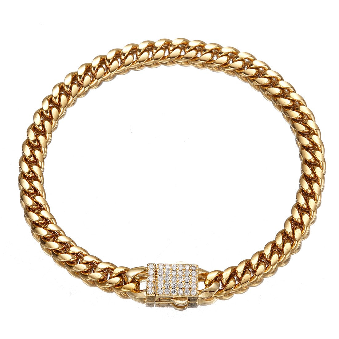 Joias Hip Hop 6mm-14mm Qualquer Comprimento 316L Aço Inoxidável Fivela de Cristal Fashion Pulseira Elos Miami Feminina Masculina