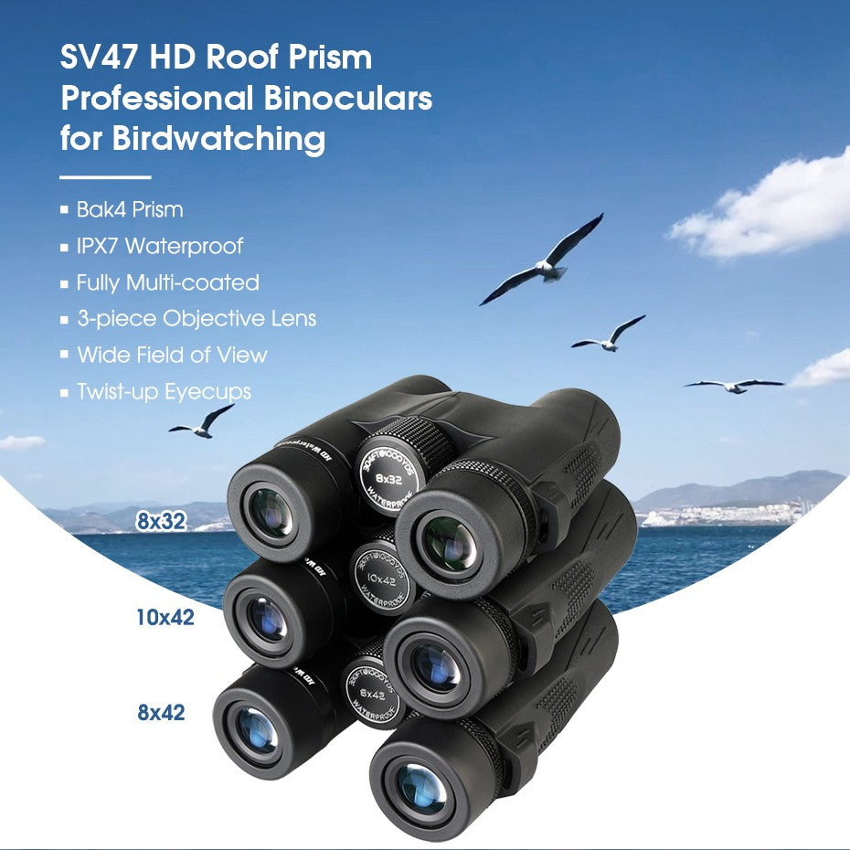 SVBONY Telescópio para Observação de Pássaros SV47 Binóculos Potentes 8x32/8x42/10x42 Profissional IPX7 À Prova D'Água equipamento de camping Sobrevivência