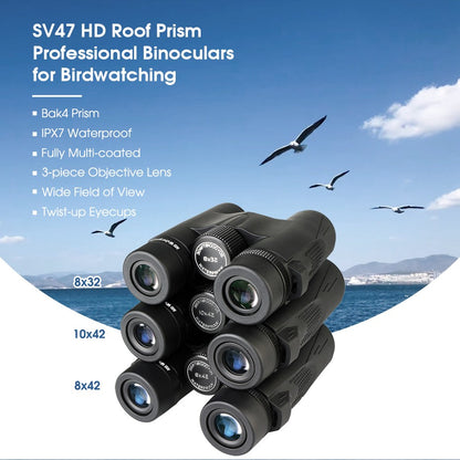 SVBONY Telescópio para Observação de Pássaros SV47 Binóculos Potentes 8x32/8x42/10x42 Profissional IPX7 À Prova D'Água equipamento de camping Sobrevivência