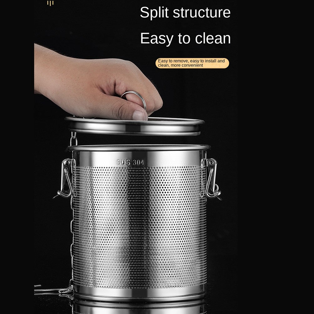 Filtro de Aço Inoxidável Com Tampa Corrente Gancho Malha Fina Filtro Utensílio de Cozinha Cesta de Salmoura para Panela Acessórios