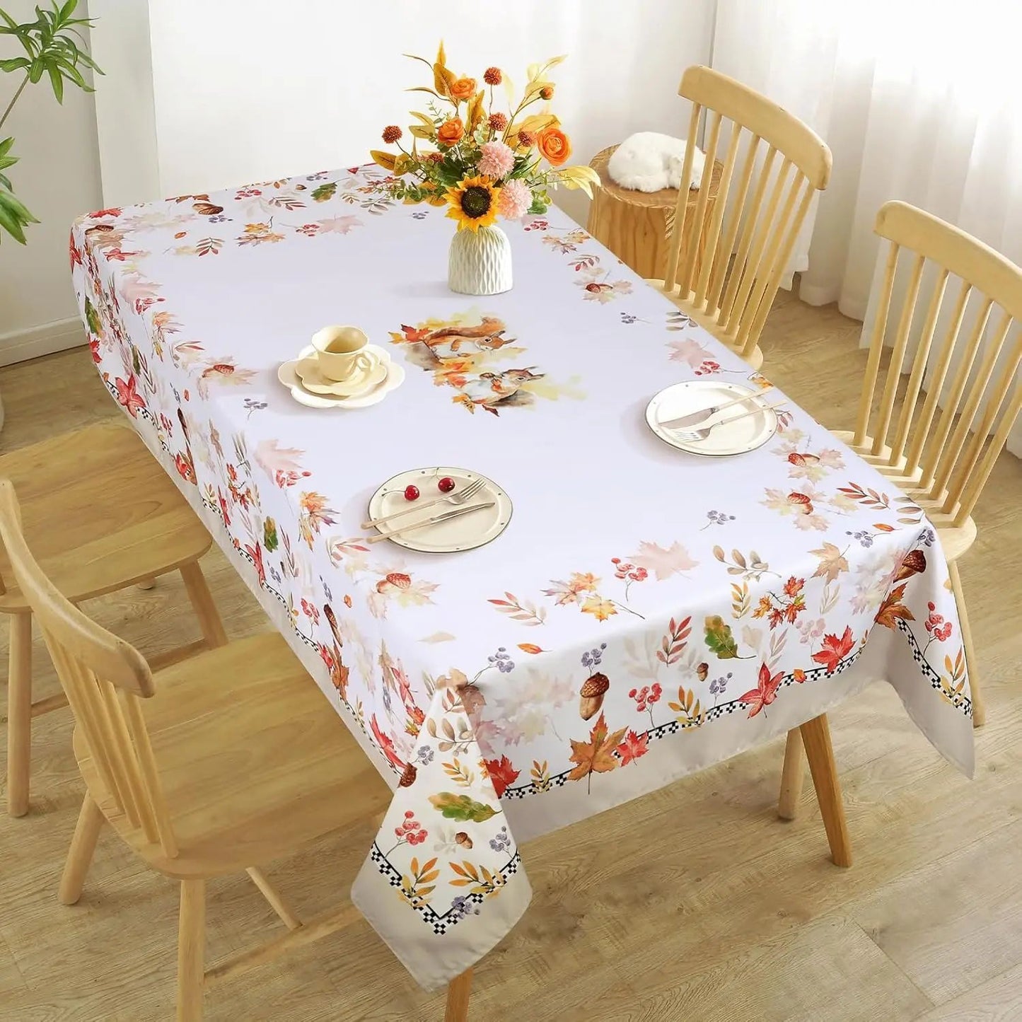 Autumn Maple Leaf Rectangle Tablecloth Table Decor Thanksgiving Waterproof Table Cloth for Wedding Party Thanksgiving Decoration