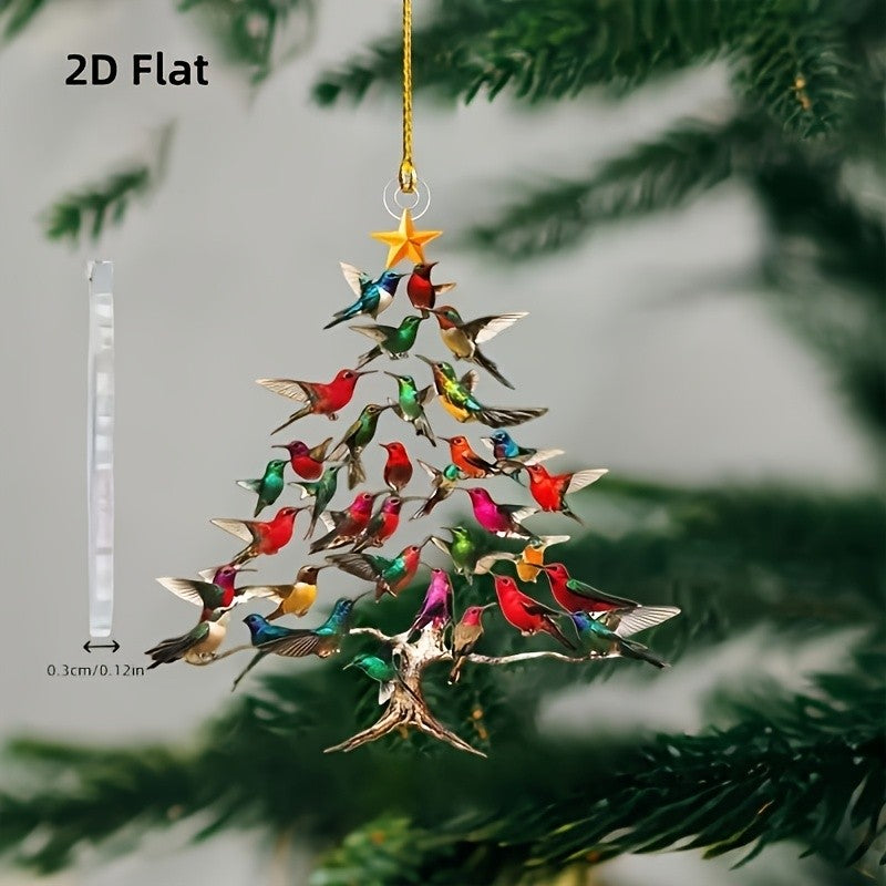 3pcs Hummingbird Christmas Tree Ornament Creative Hummingbird Hanging Tree Ornaments for Indoor/Outdoor Christmas Festival Decor