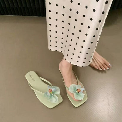 Daily Sweet Butterfly Orchid Slipper Summer Vacation Flower Flip Flops Elegant Out Wear Women's Sandals Ladies/Girls