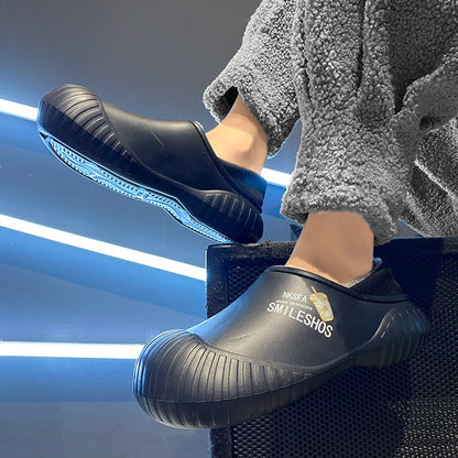 Men Winter Warm Slippers Couple House Cotton Shoes Outdoor EVA Fur Shoes Plush Slippers Home Bedroom Shoes Big Size Slides 39-44