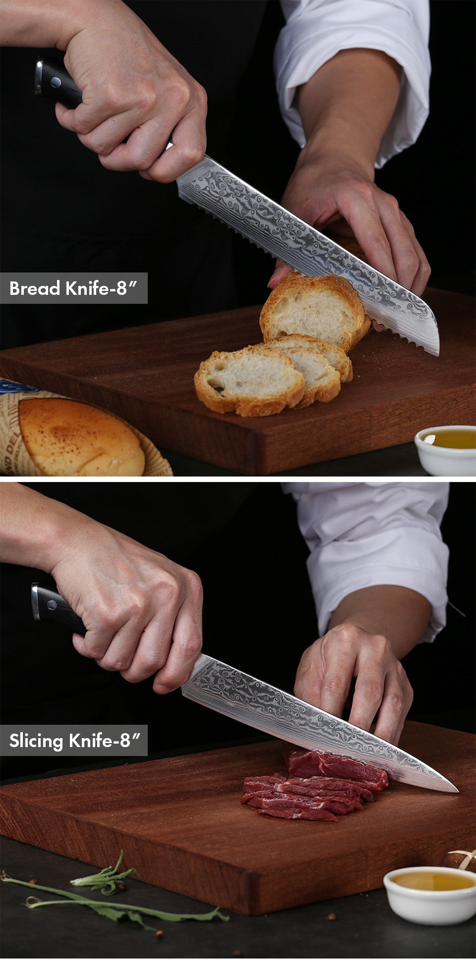 TURWHO Chef Knife 1-5 PCS Kitchen Knives Set 67 Layer Damascus Steel Japanese Nakiri Santoku Cleaver Slicing Bread Utility Knife