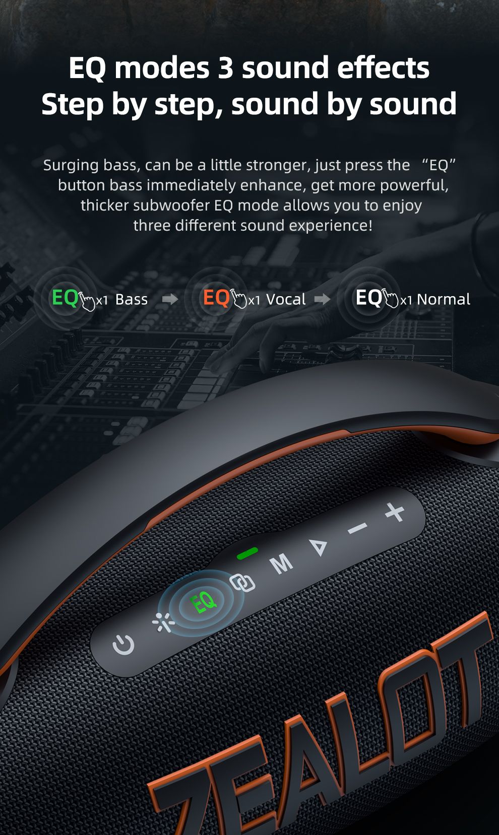 Caixa de Som Portátil Bluetooth Zealot P12 60W com IPX6 à Prova d'Água, Alça Confortável, Iluminação Controlável, TWS, AUX
