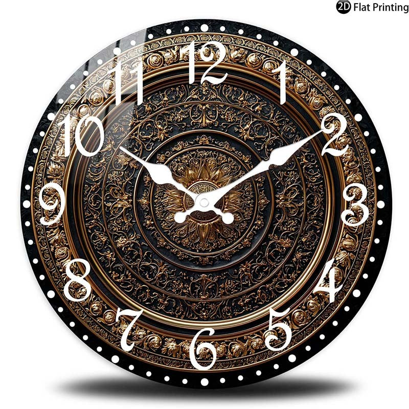 Wooden Silent Wall Clock nate gold wall clock intricate patterns Quartz Analog Clock Farmhouse,Office Idea Christmas Halloween