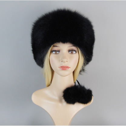 Nova Touca de Luxo de Inverno 100% Pelo de Raposa Natural Toucas de Pelo de Raposa Real de Qualidade para Mulheres Toucas de Pelo de Raposa Genuíno para Meninas