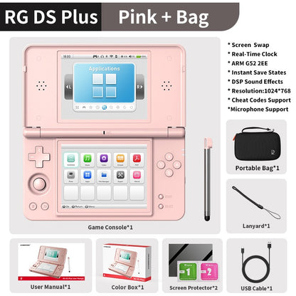 Anbernic RG DS Plus Retro Handheld Game Console 4.3" IPS Dual Screens Linux 16GB 4000mAh DS Plus Streaming Portable Games Player