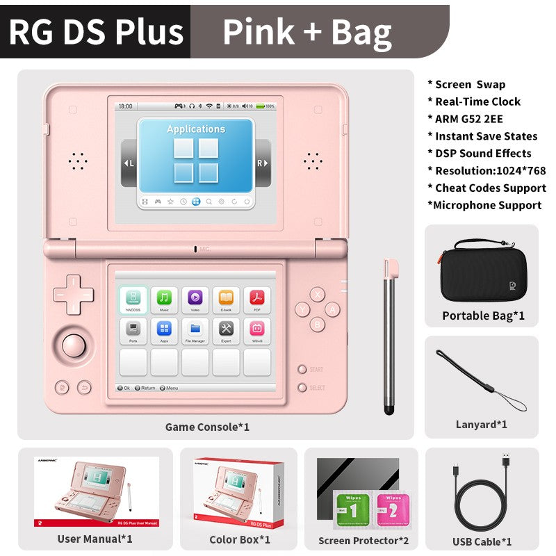 Anbernic RG DS Plus Retro Handheld Game Console Linux 4.3" IPS 1024*768 Dual-Screen 4000mAh Game Player Bluetooth WiFi Streaming