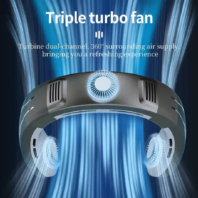 Ventilador de Pescoço Portátil Pendurado Grande Vento Sem Lâminas USB Ar Condicionado com Luzes Coloridas Deslumbrantes