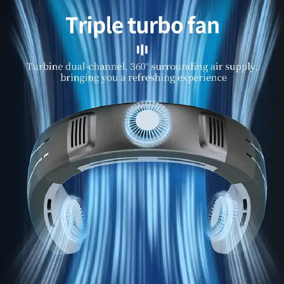 Ventilador de Pescoço Portátil Pendurado Grande Vento Sem Lâminas USB Ar Condicionado com Luzes Coloridas Deslumbrantes