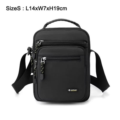 Men Multi-layer Shoulder Bag Fashionable Casual Lightweight Nylon Crossbody Bag for Daily Outing Commuting Small Handbag