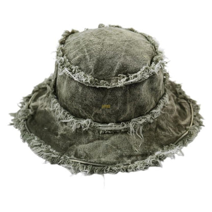 Chapéu Bucket Desfiado para Adulto, de Férias, Primavera, Proteção Solar, Chapéu de Pescador Desgastado