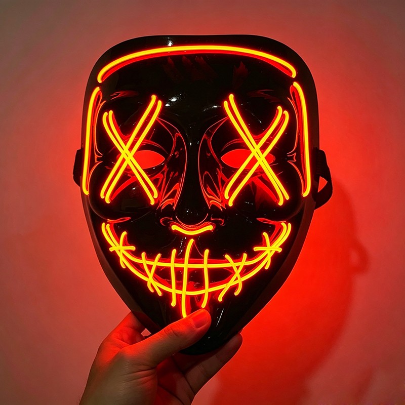 1 pcs Attractive Neon EL Wire Mask  More Colors For Choice Luminous LED Purge Mask Adult Cosplay Prop For Night Glow In The Dark
