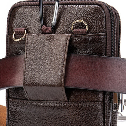 Men Genuine Leather Shoulder Male fanny pack High Quality Messenger Bags  Men's Fashion Business Belt Bag Small Briefcase Waist