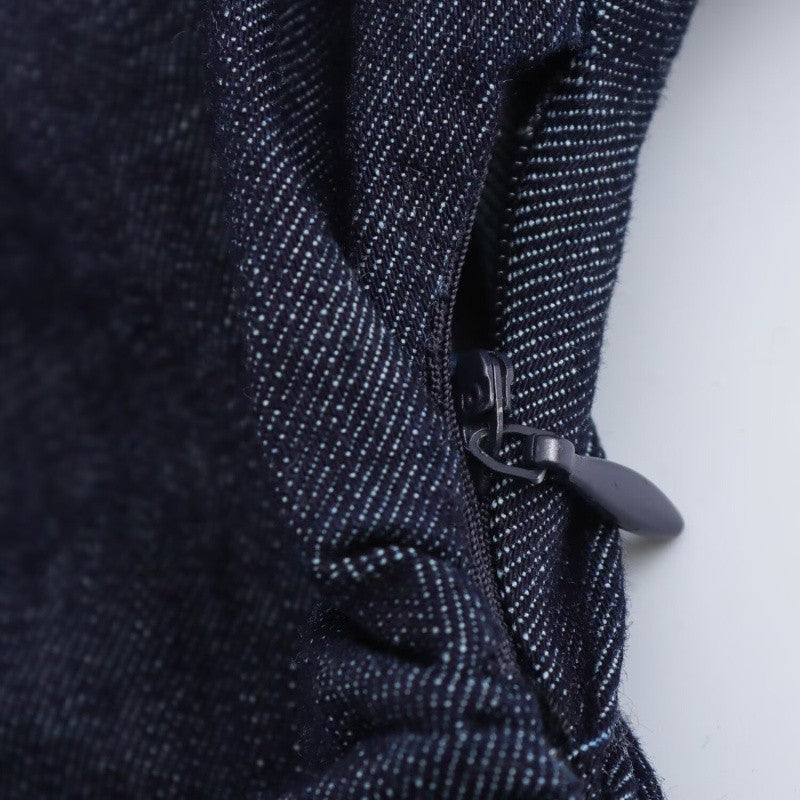 ETJ 2025  Spring New 1975 series denim MIDI dress with lapel side zipper fashion