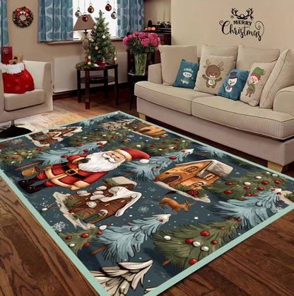 Santa Claus Christmas Carpet Indoor Door Mat Suitable for Living Room and Bedroom Holiday Decoration Holiday Home Decoration