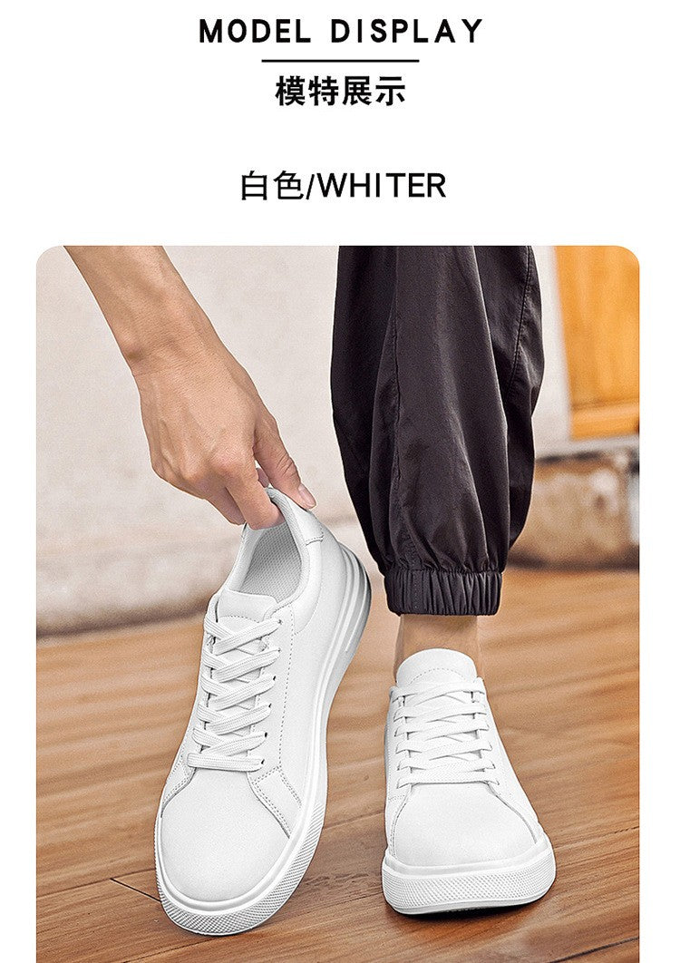 Heightening Casual Shoes Fashion PU Leather Elevator Shoes for Men 6cm 8cm 10cm Invisible Height Increase White Sneakers Cortex