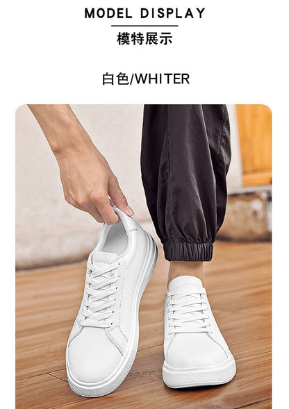 Heightening Casual Shoes Fashion PU Leather Elevator Shoes for Men 6cm 8cm 10cm Invisible Height Increase White Sneakers Cortex