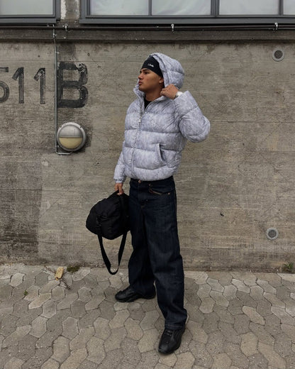 New European and American Trendy Streetwear Waterproof Hooded Jacket Men High Street Retro Solid Color Warm Zipper Coat Women