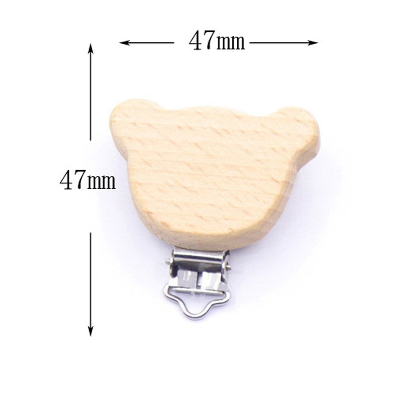 5Pcs/Sets Baby Pacifier Clips BPA Free Cute Modelling Beech Pacifier Clip Baby DIY Cartoon Animal Wooden Log Nipple Chain Holder