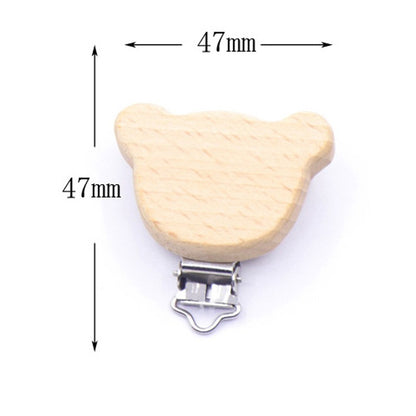 5Pcs/Sets Baby Pacifier Clips BPA Free Cute Modelling Beech Pacifier Clip Baby DIY Cartoon Animal Wooden Log Nipple Chain Holder