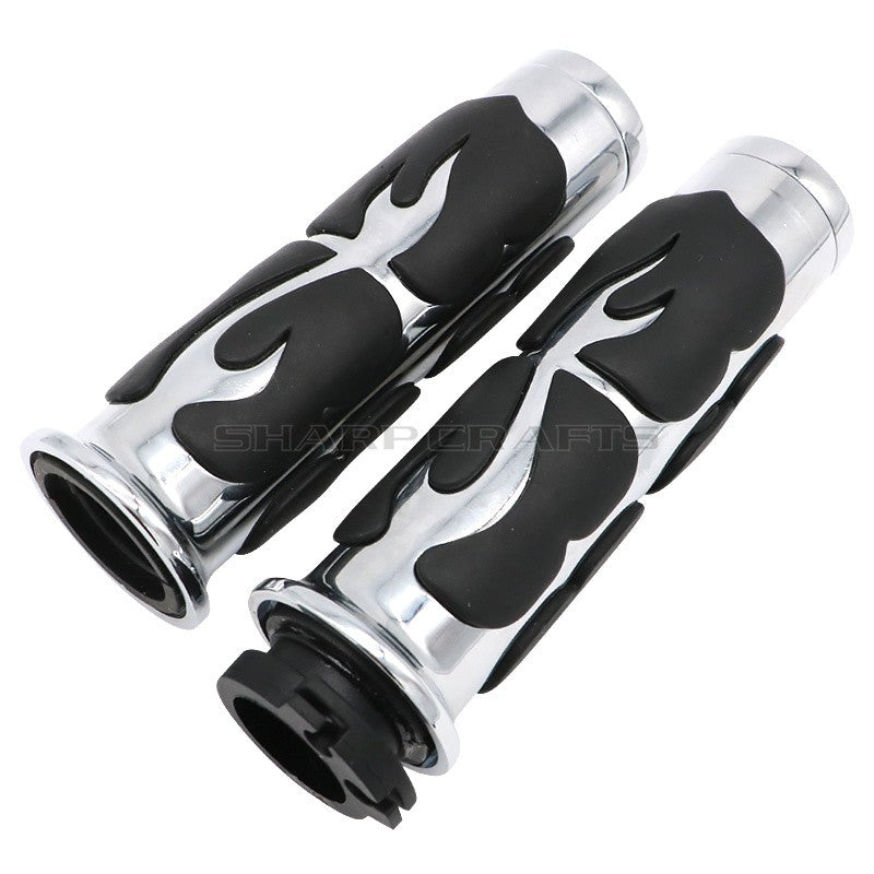 1" 25mm & 7/8'' 22mm Billet Rubber Flame Spike Hand Grips For Harley Honda Kawasaki Suzuki Yamaha  Bikes Cruiser Chopper Custom