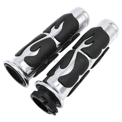 1" 25mm & 7/8'' 22mm Billet Rubber Flame Spike Hand Grips For Harley Honda Kawasaki Suzuki Yamaha  Bikes Cruiser Chopper Custom