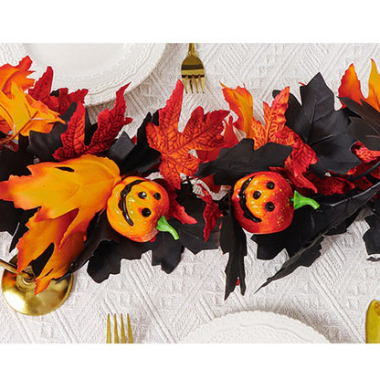 Halloween Artificial Vines Red Black Autumn Maple Leaves Fake Garland For Home Christmas Thanksgiving Party Fireplace Fall Decor