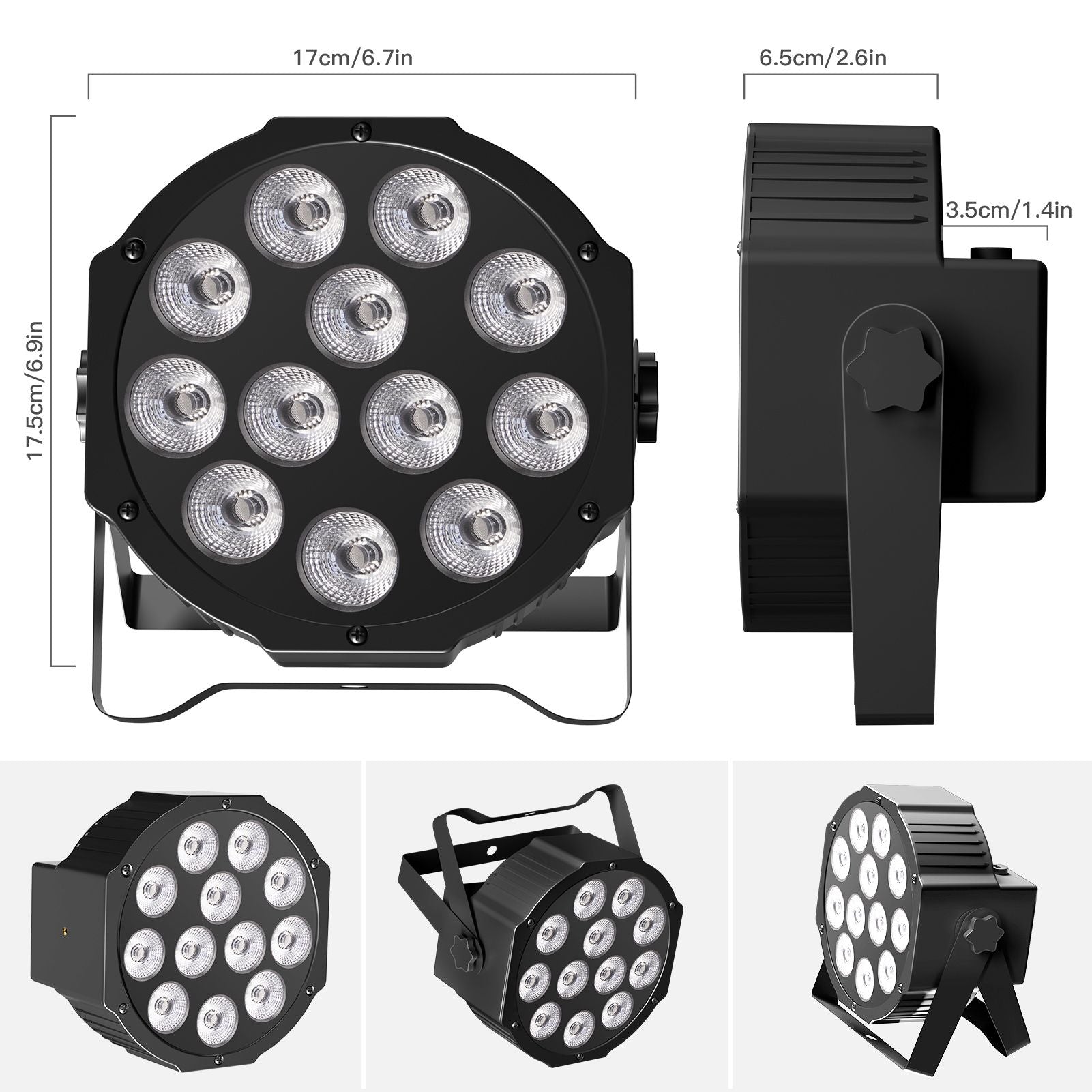 U'King 8PCS Battery LED Par Light RGBW Stage Flat Strobe Light Par Light Effect DJ Disco Party Holiday Bar Wedding Birthday