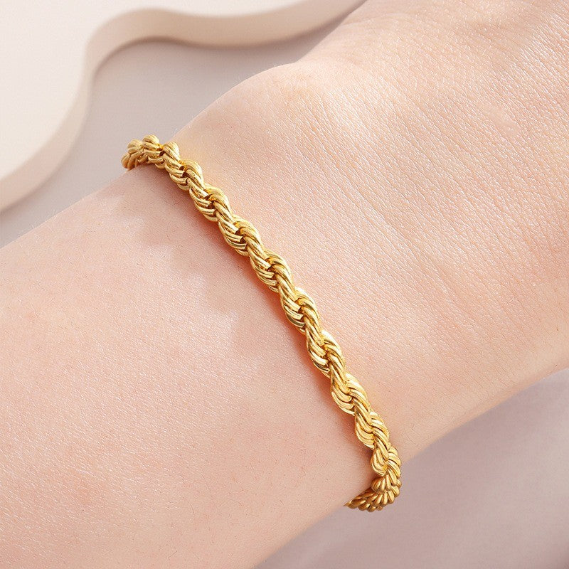 Braceletes de Corrente Torcida de Prata Esterlina 925 4MM para Mulheres e Homens, Joias Masculinas de Prata Minimalistas da Moda, Presentes para Casais