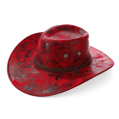 New Vintage Western Cowboy Hat For Men's Gentleman Lady Jazz Cowgirl With Leather Wide Brim Cloche Church Sombrero Hombre Caps