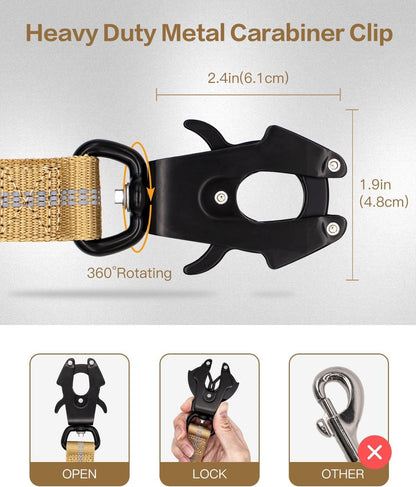 Coleiras para Cães Refletivas com Amortecedor e Cinto de Segurança para Carro para Cães Grandes Coleira de Cachorro Tática Resistente sem Puxar com Elástico