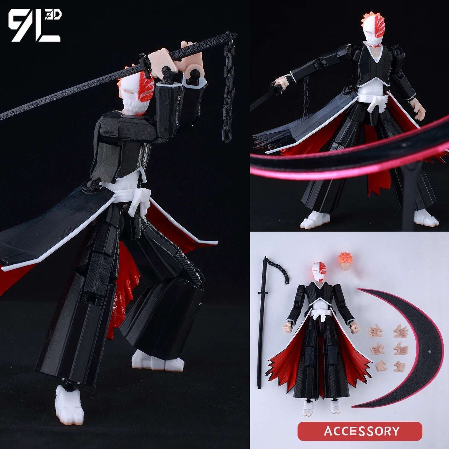 9L3D Lucky13 Titan 13 Ichigo Kurosaki Anime Action Figure Dummy 13 Espada Posável Máscara Oca Modelo Decoração Surpresa de Aniversário