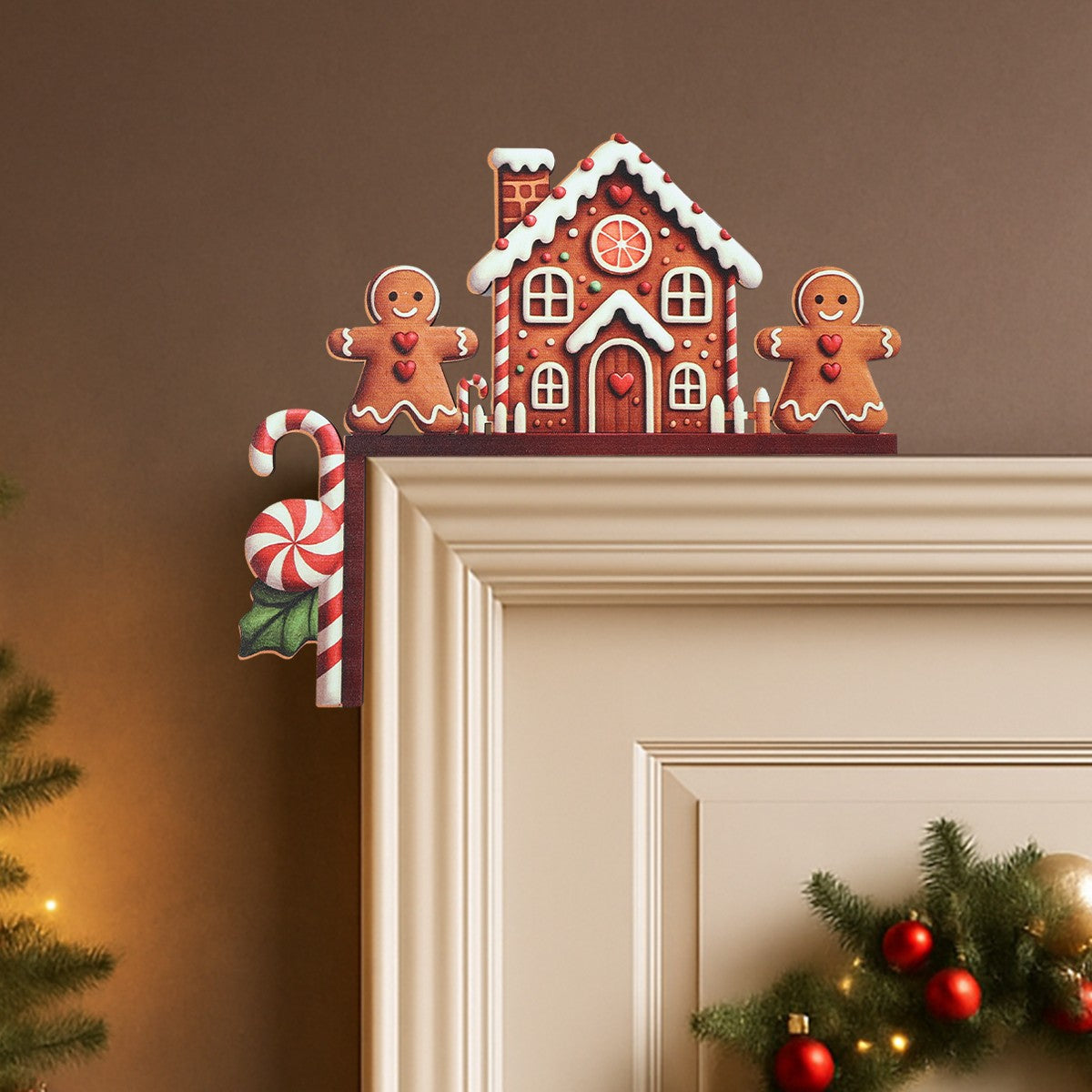 Christmas Gingerbread Man Wooden Door Frame Decoration Merry Christmas Decor for Home 2025 Navidad Xmas Ornament New Year 2026